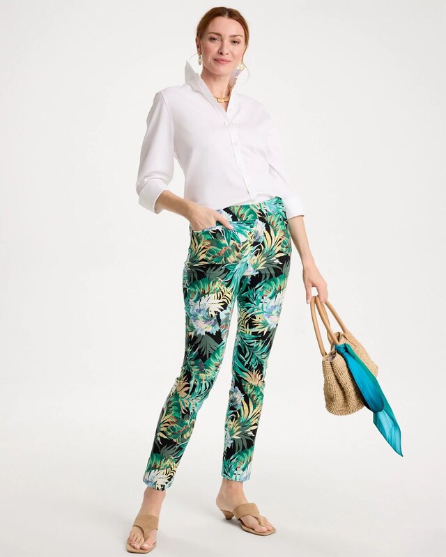 Printed Brigitte Slim Pull-On Ankle Pants - image 2